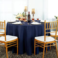 NAVY - 108" Polyester Poplin Washable Round Tablecloth, For Table Cover, Fabric Table Cloth Dinning, Kitchen, Party