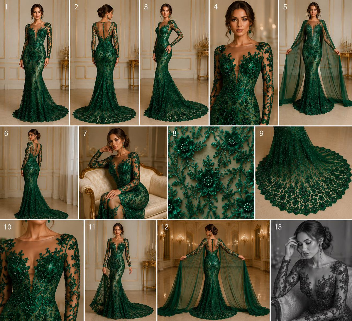 Luxurious Design Lace - HUNTER - Beaded Design with Embroidered Sequins and Beads On a Mesh Lace Fabric By The Yard
