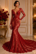 Luxurious Design Lace - RED - Beaded Design with Embroidered Sequins and Beads On a Mesh Lace Fabric By The Yard