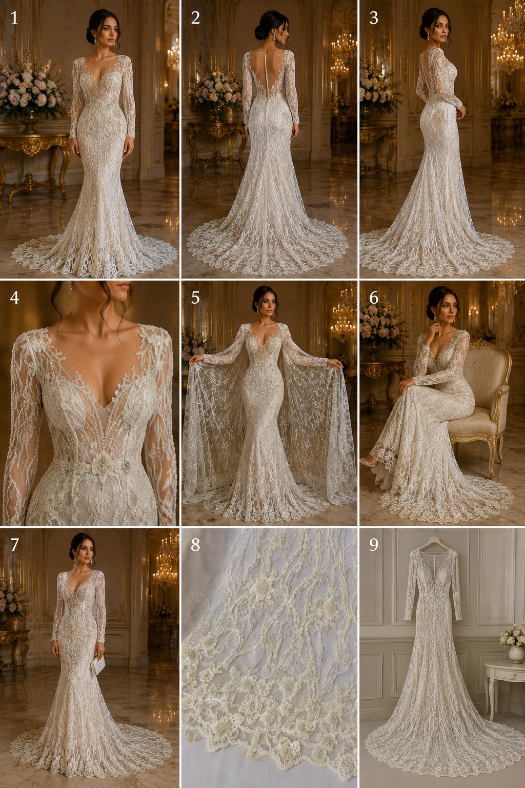 Luxurious Design Lace - IVORY - Beaded Design with Embroidered Sequins and Beads On a Mesh Lace Fabric By The Yard