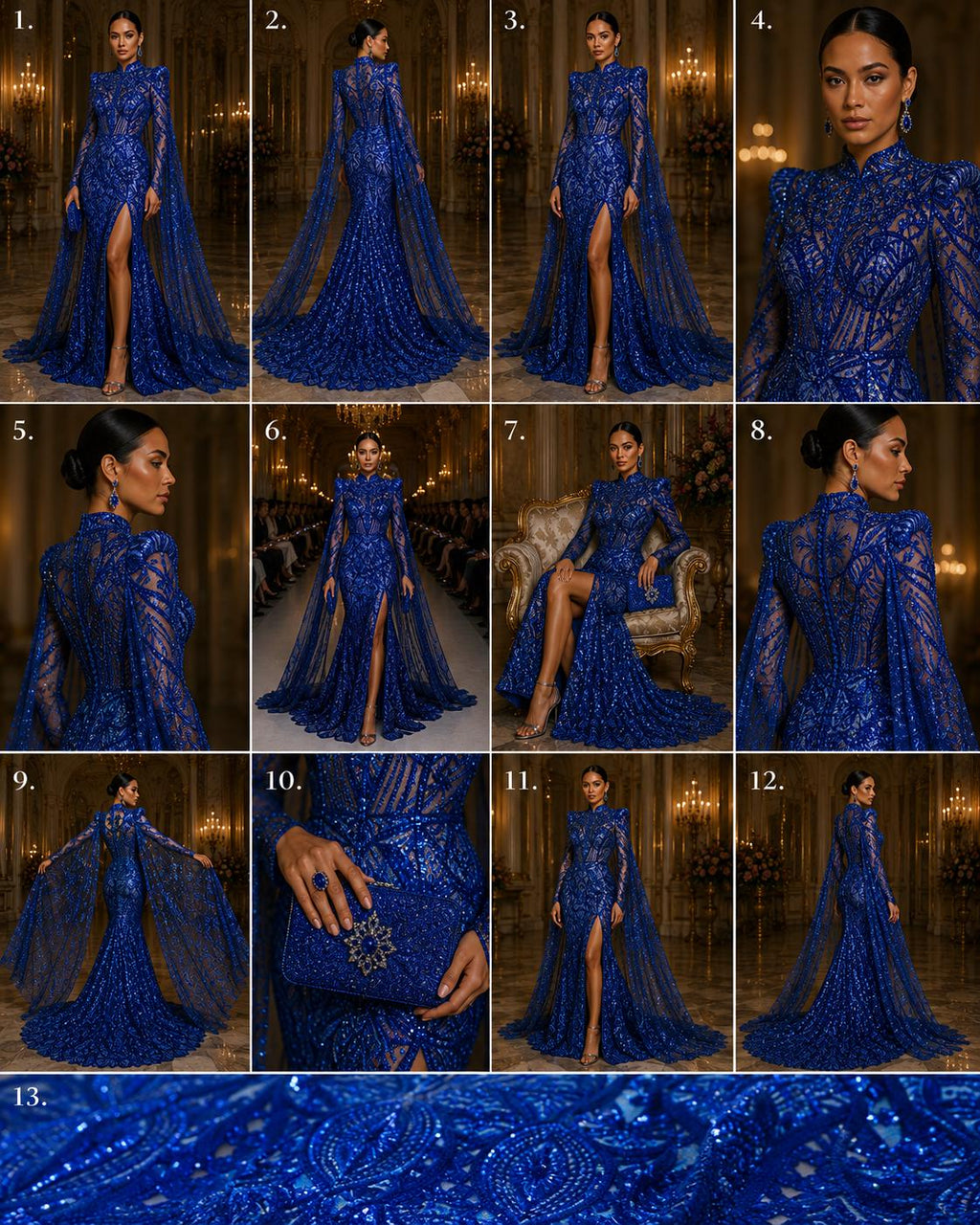 Royal Blue - Marvelous Mermaid Luxury Shiny Sequin 4-Way Stretch Mesh Fabric – Prom & Evening Dress Material By The Yard.