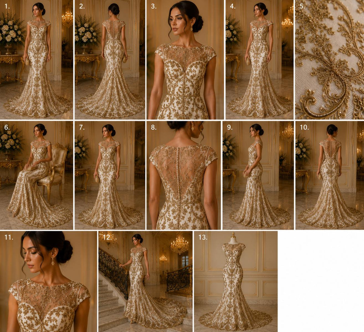 My Lady Luxury Lace - Brown - Hand Beaded Design with Embroidered Sequins and Beads On a Mesh Lace Fabric. Sold By The Yard