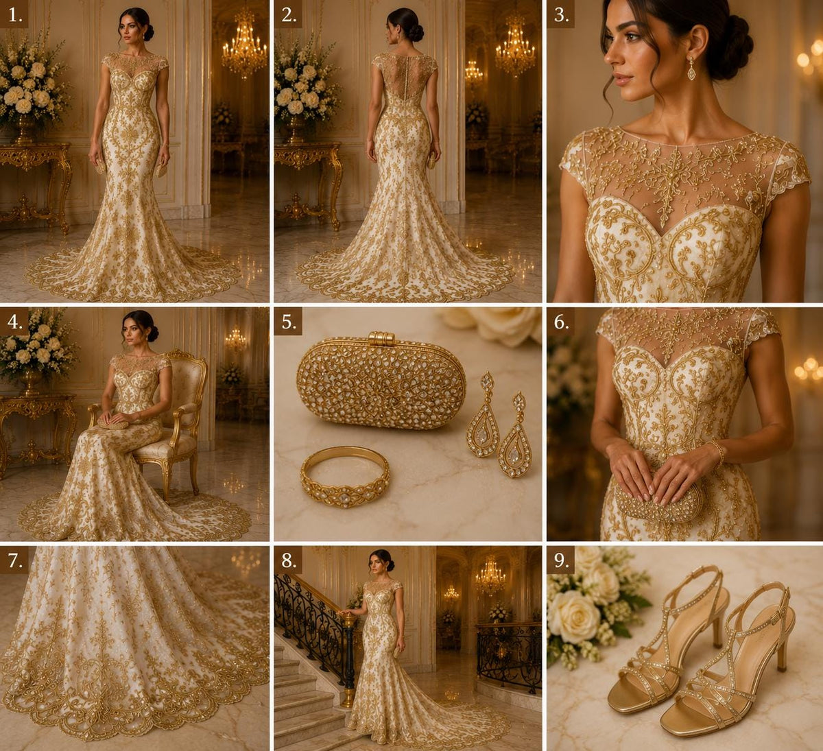My Lady Luxury Lace - Khaki - Hand Beaded Design with Embroidered Sequins and Beads On a Mesh Lace Fabric. Sold By The Yard