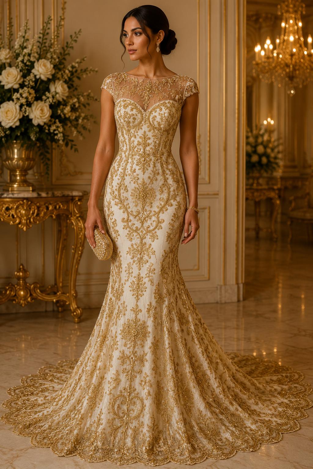 My Lady Luxury Lace - Khaki - Hand Beaded Design with Embroidered Sequins and Beads On a Mesh Lace Fabric. Sold By The Yard