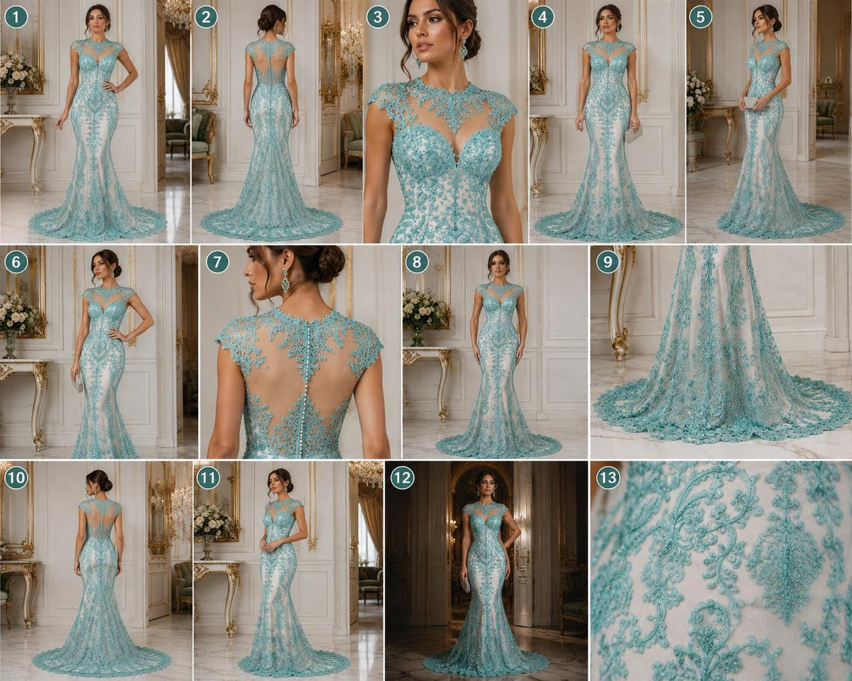 My Lady Luxury Lace - Aqua - Hand Beaded Design with Embroidered Sequins and Beads On a Mesh Lace Fabric. Sold By The Yard