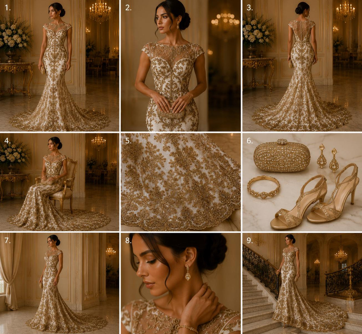 My Lady Luxury Lace - Brown - Hand Beaded Design with Embroidered Sequins and Beads On a Mesh Lace Fabric. Sold By The Yard