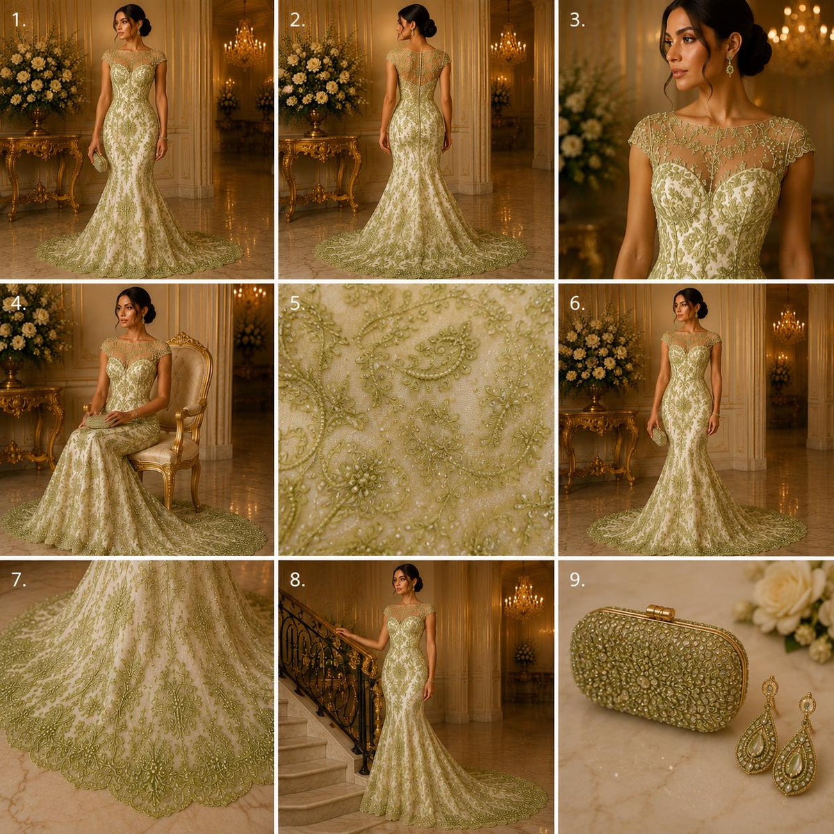 My Lady Luxury Lace - Lime - Hand Beaded Design with Embroidered Sequins and Beads On a Mesh Lace Fabric. Sold By The Yard