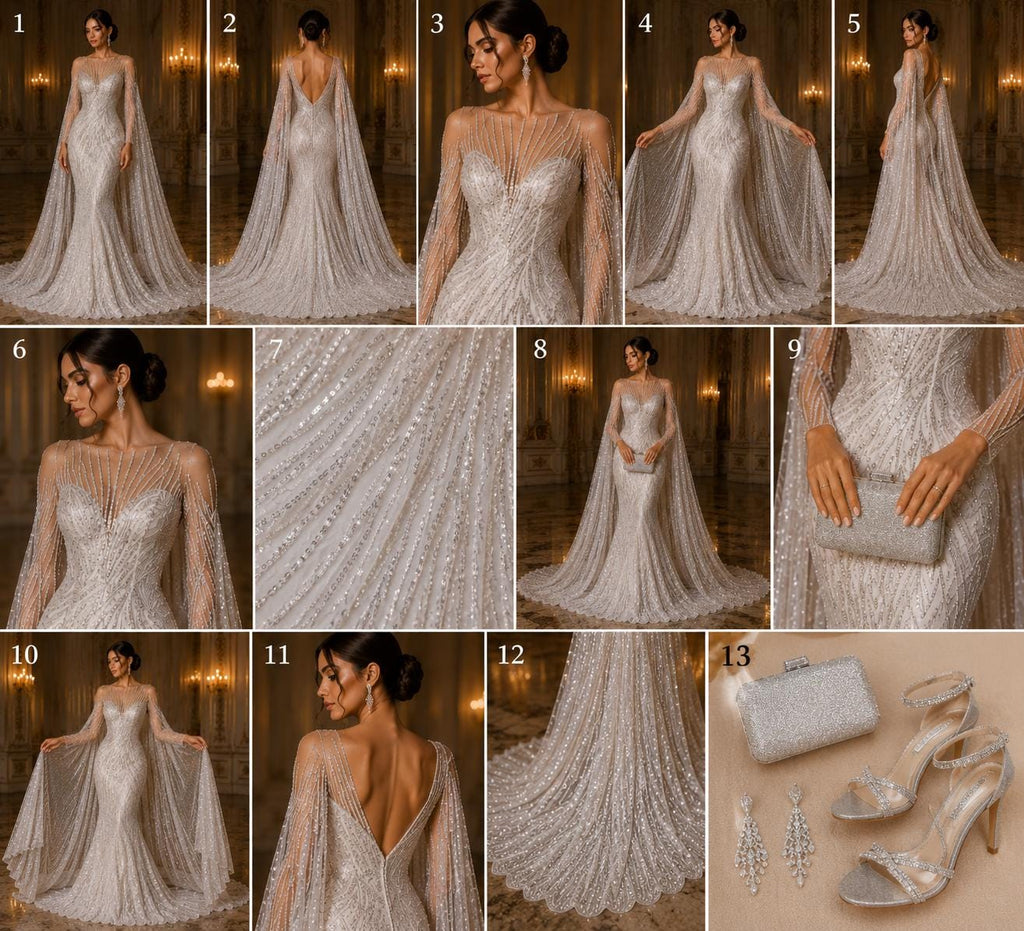 Luxury Lace - WHITE - Beaded Design with Embroidered Sequins and Beads On a Mesh Lace Fabric for Prom Dress By The Yard