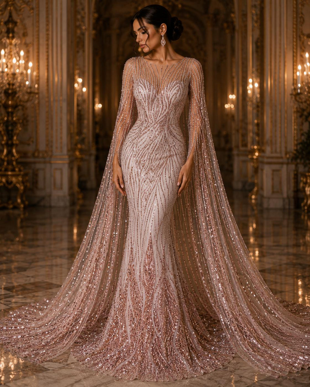Luxury Lace - PINK - Beaded Design with Embroidered Sequins and Beads On a Mesh Lace Fabric for Prom Dress By The Yard