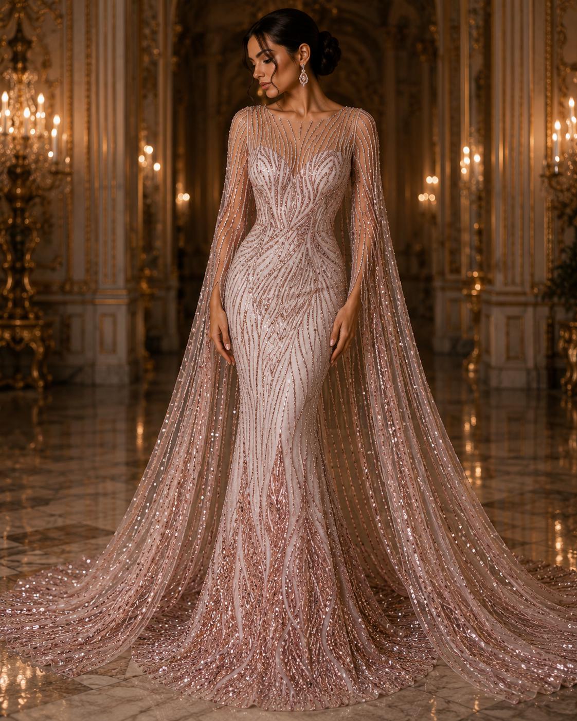 Luxury Lace - PINK - Beaded Design with Embroidered Sequins and Beads On a Mesh Lace Fabric for Prom Dress By The Yard