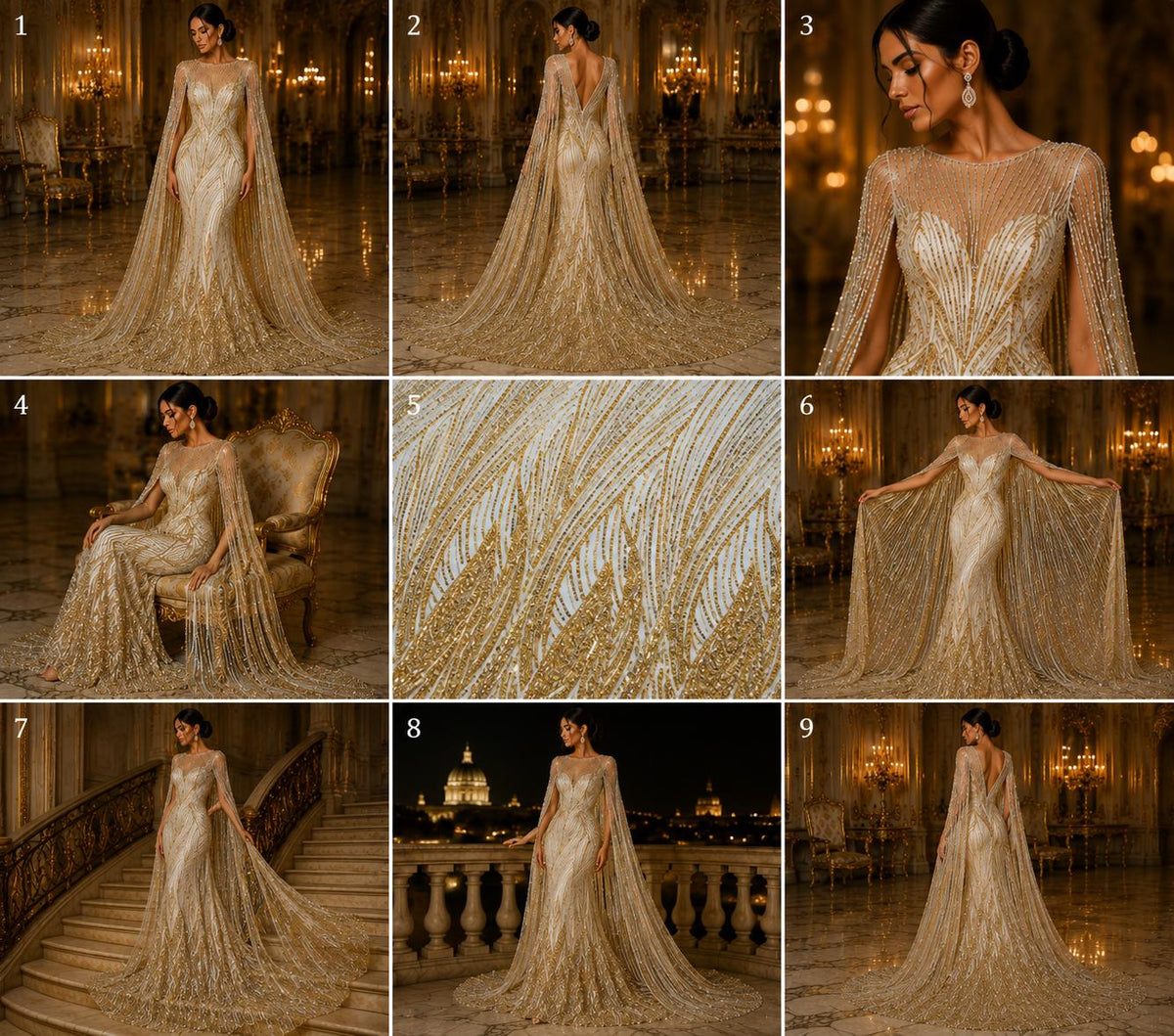 Luxury Lace - GOLD - Beaded Design with Embroidered Sequins and Beads On a Mesh Lace Fabric for Prom Dress By The Yard
