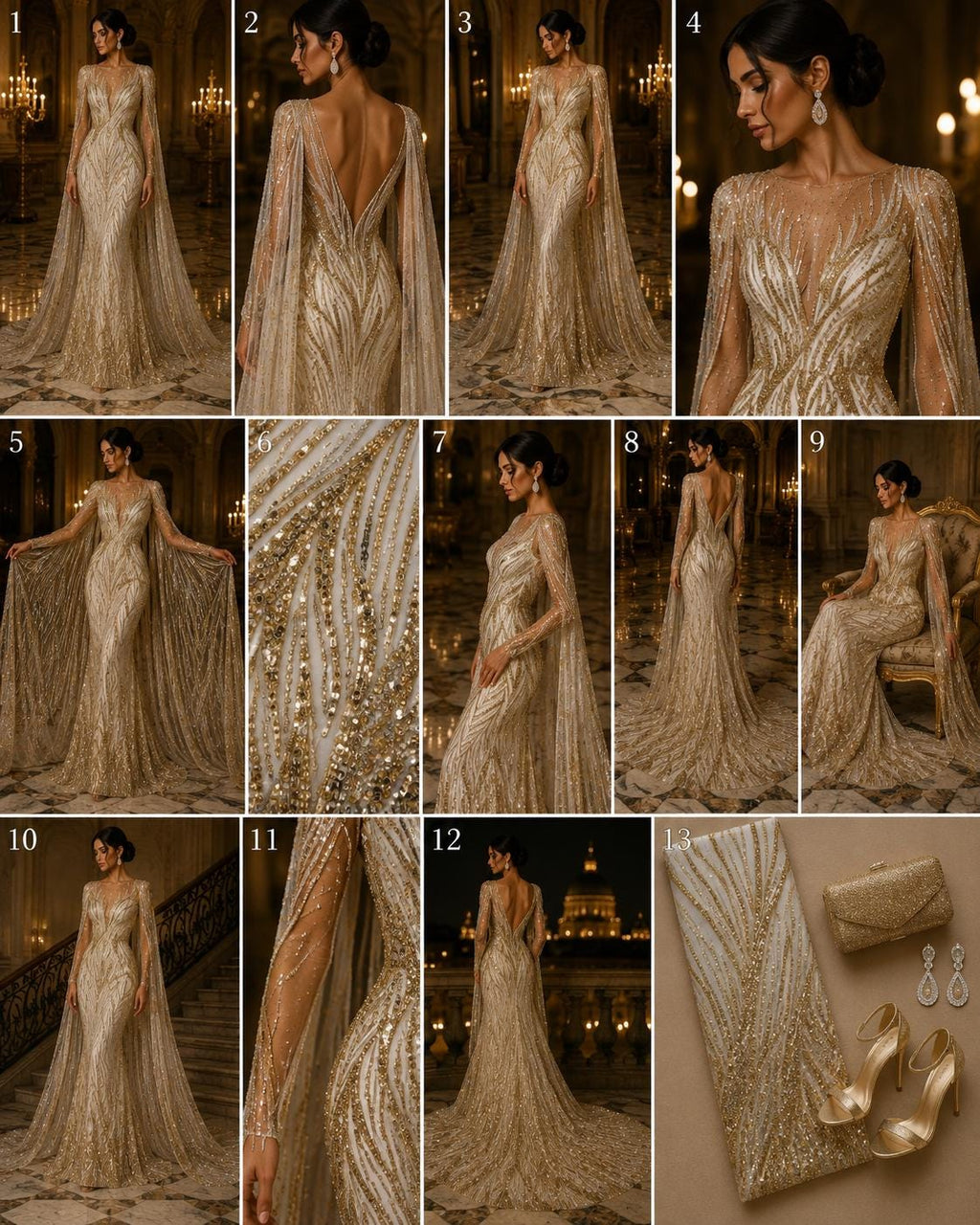 Luxury Lace - CHAMPAGNE - Beaded Design with Embroidered Sequins and Beads On a Mesh Lace Fabric for Prom Dress By The Yard