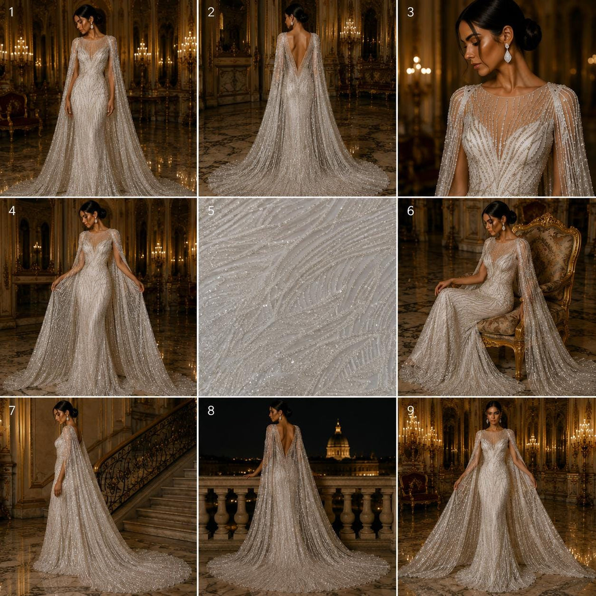 Luxury Lace - IVORY - Beaded Design with Embroidered Sequins and Beads On a Mesh Lace Fabric for Prom Dress By The Yard