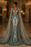 HUNTER - Geometric Luxury Lace  - Beaded Design with Embroidered Sequins and Beads On a Mesh Lace Fabric for Prom Dress By The Yard