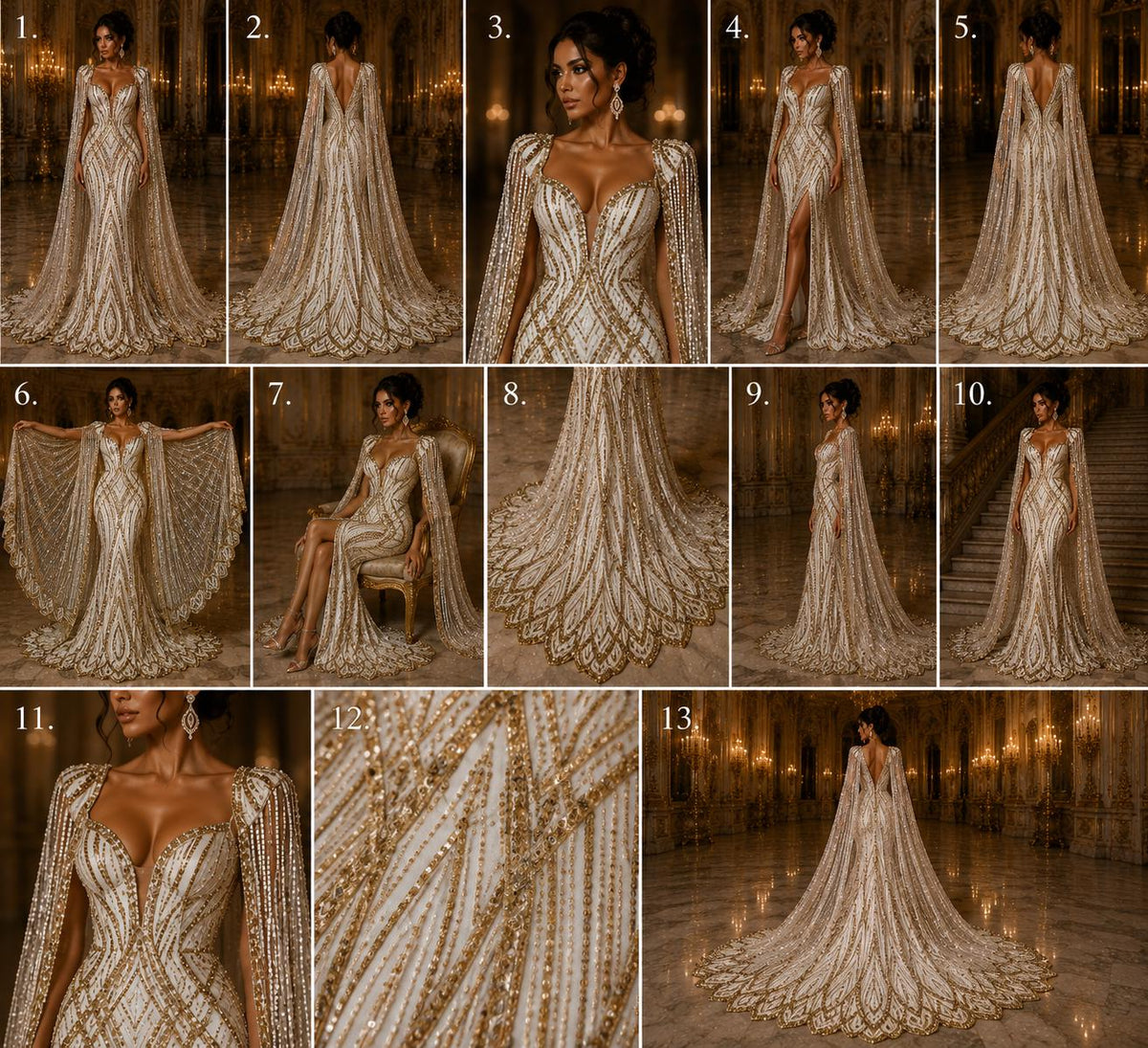 CHAMPAGNE - Geometric Luxury Lace  - Beaded Design with Embroidered Sequins and Beads On a Mesh Lace Fabric for Prom Dress By The Yard