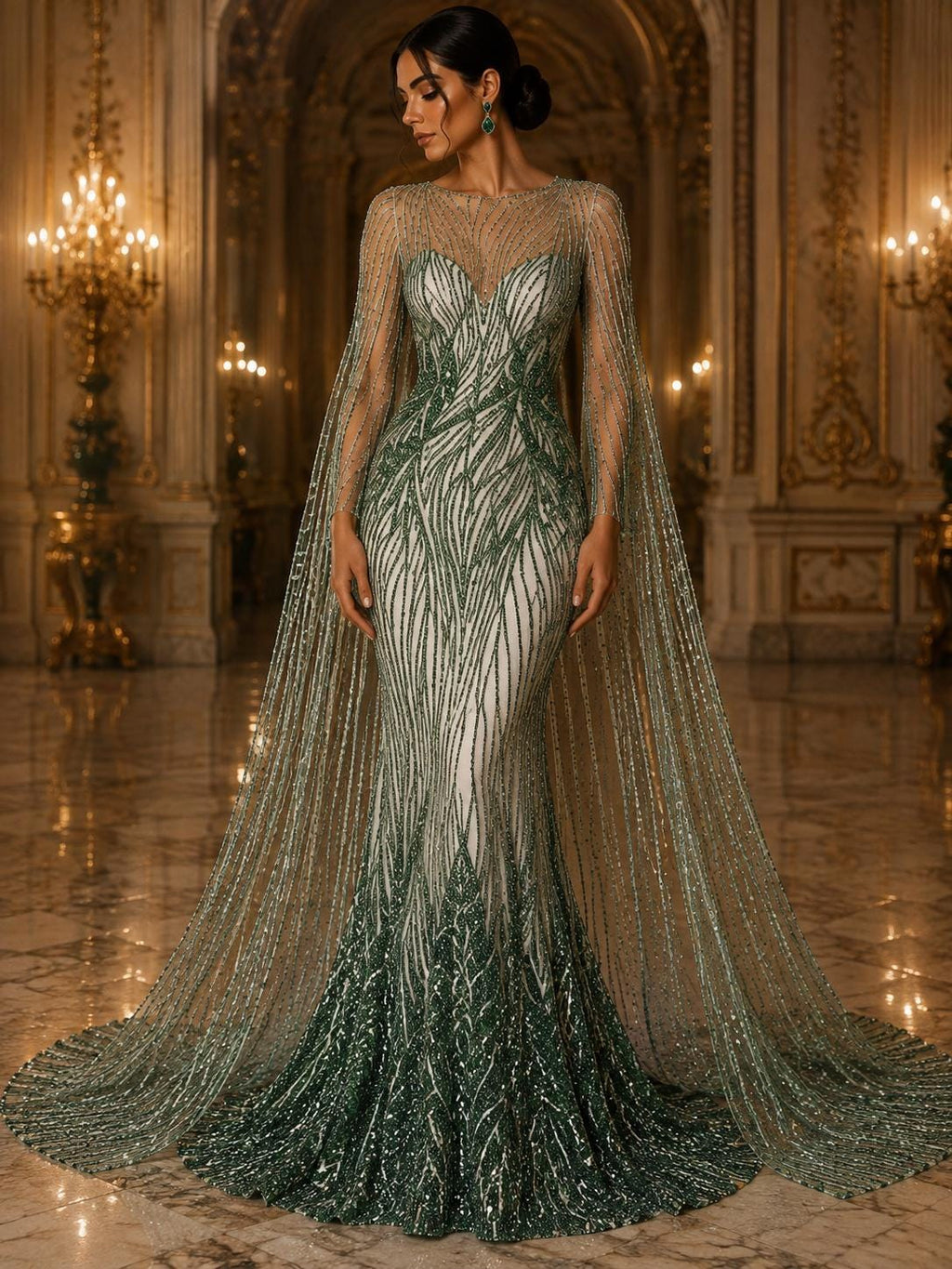 Luxury Lace - HUNTER - Beaded Design with Embroidered Sequins and Beads On a Mesh Lace Fabric for Prom Dress By The Yard