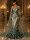 Luxury Lace - HUNTER - Beaded Design with Embroidered Sequins and Beads On a Mesh Lace Fabric for Prom Dress By The Yard
