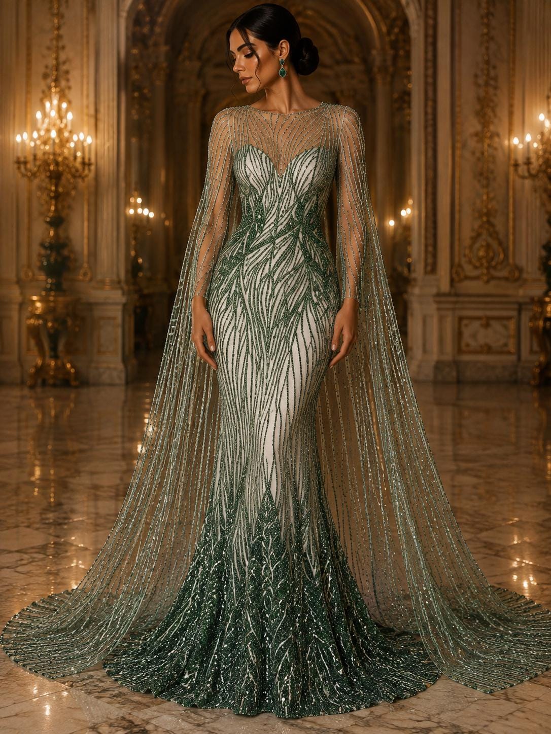 Luxury Lace - HUNTER - Beaded Design with Embroidered Sequins and Beads On a Mesh Lace Fabric for Prom Dress By The Yard