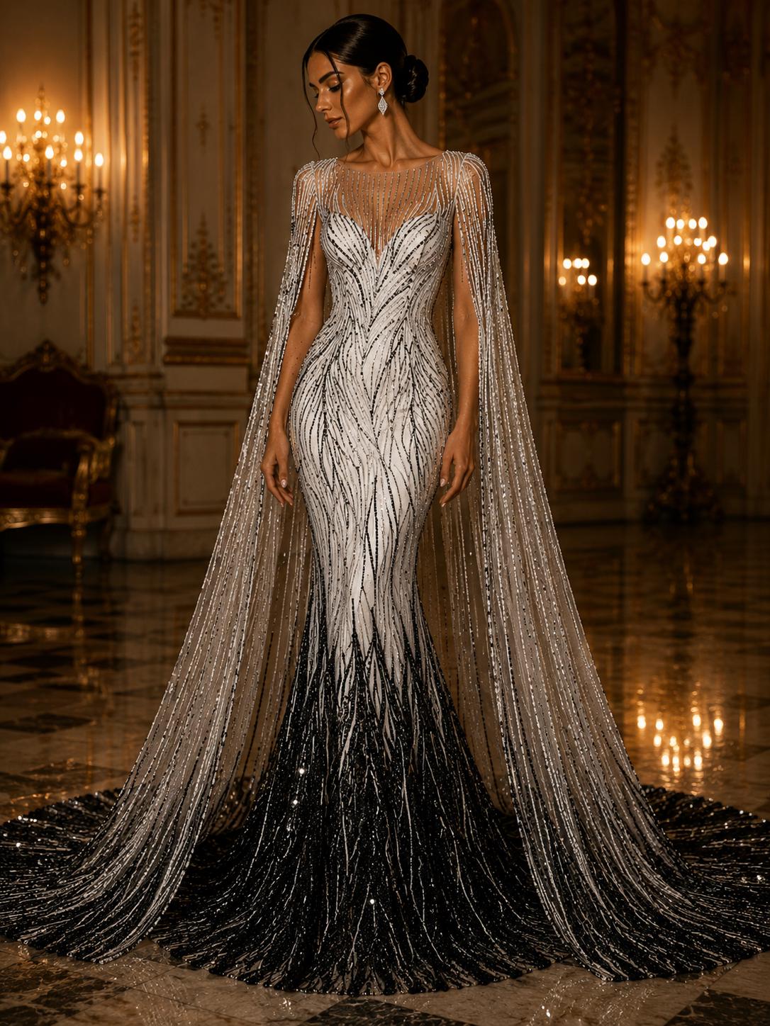Luxury Lace - BLACK - Beaded Design with Embroidered Sequins and Beads On a Mesh Lace Fabric for Prom Dress By The Yard