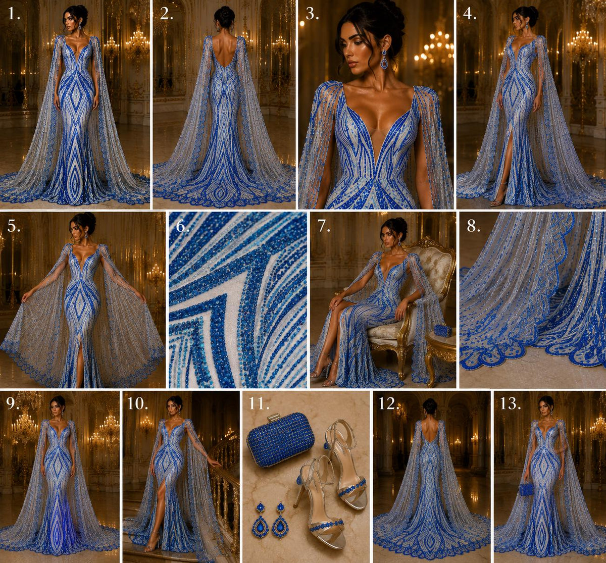 TURQUOISE - Geometric Luxury Lace  - Beaded Design with Embroidered Sequins and Beads On a Mesh Lace Fabric for Prom Dress By The Yard