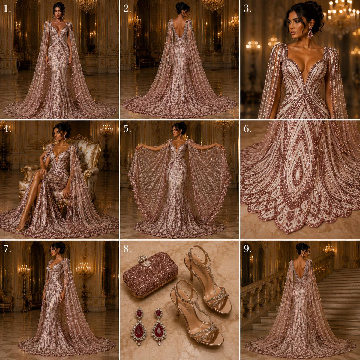 PINK - Geometric Luxury Lace  - Beaded Design with Embroidered Sequins and Beads On a Mesh Lace Fabric for Prom Dress By The Yard