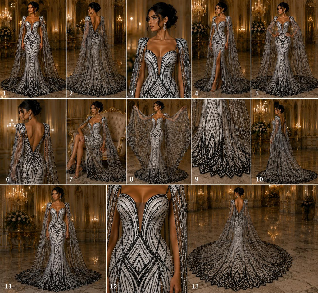 BLACK - Geometric Luxury Lace  - Beaded Design with Embroidered Sequins and Beads On a Mesh Lace Fabric for Prom Dress By The Yard