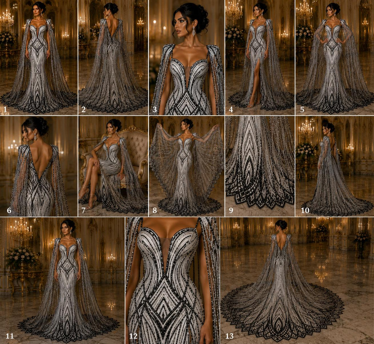 BLACK - Geometric Luxury Lace  - Beaded Design with Embroidered Sequins and Beads On a Mesh Lace Fabric for Prom Dress By The Yard
