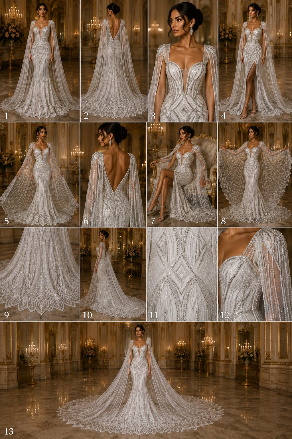 WHITE - Geometric Luxury Lace  - Beaded Design with Embroidered Sequins and Beads On a Mesh Lace Fabric for Prom Dress By The Yard