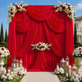50Ft x 12Ft - RED - Wrinkle Free Backdrop Curtains for Parties  - 10 Panels 5x12ft Interlock Backdrop for Weddings Birthday Curtains