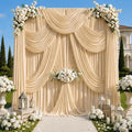 50Ft x 12Ft - CHAMPAGNE - Wrinkle Free Backdrop Curtains for Parties  - 10 Panels 5x12ft Interlock Backdrop for Weddings Birthday Curtains