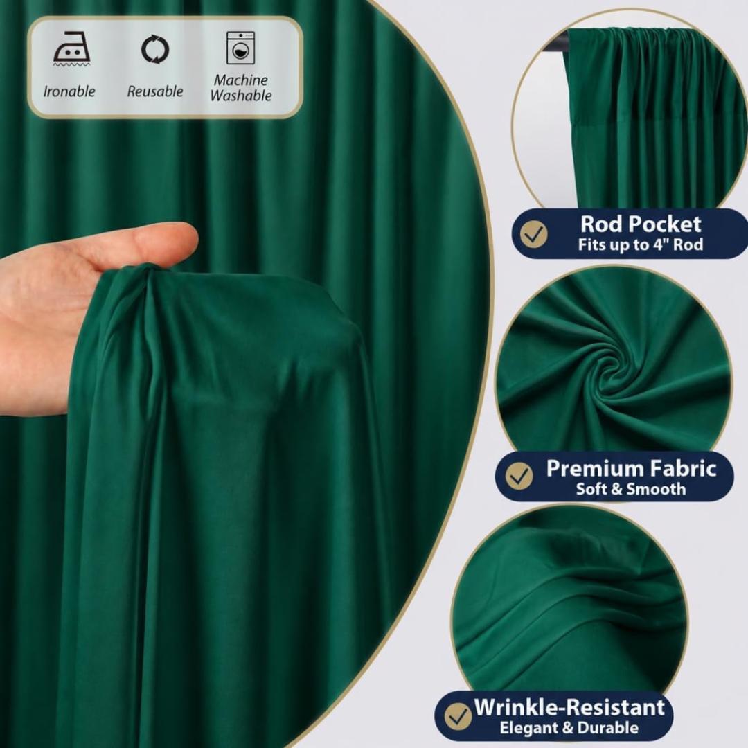 50Ft x 12Ft - HUNTER - Wrinkle Free Backdrop Curtains for Parties  - 10 Panels 5x12ft Interlock Backdrop for Weddings Birthday Curtains
