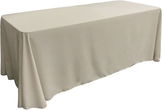 90" - LT SILVER - Rectangular Polyester Poplin Washable Tablecloth, Stain and Wrinkle Resistant Table Cover Fabric Table Cloth for Dinning, Kitchen, Party