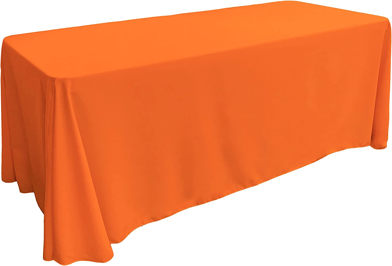 90" - ORANGE - Rectangular Polyester Poplin Washable Tablecloth, Stain and Wrinkle Resistant Table Cover Fabric Table Cloth for Dinning, Kitchen, Party