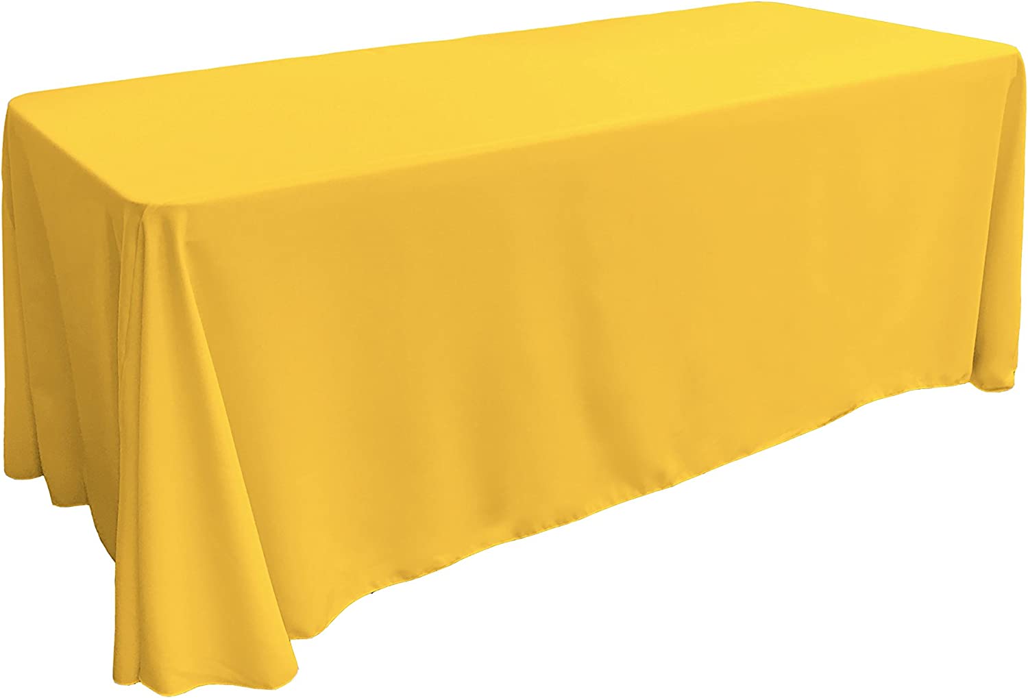 90" - DK YELLOW - Rectangular Polyester Poplin Washable Tablecloth, Stain and Wrinkle Resistant Table Cover Fabric Table Cloth for Dinning, Kitchen, Party