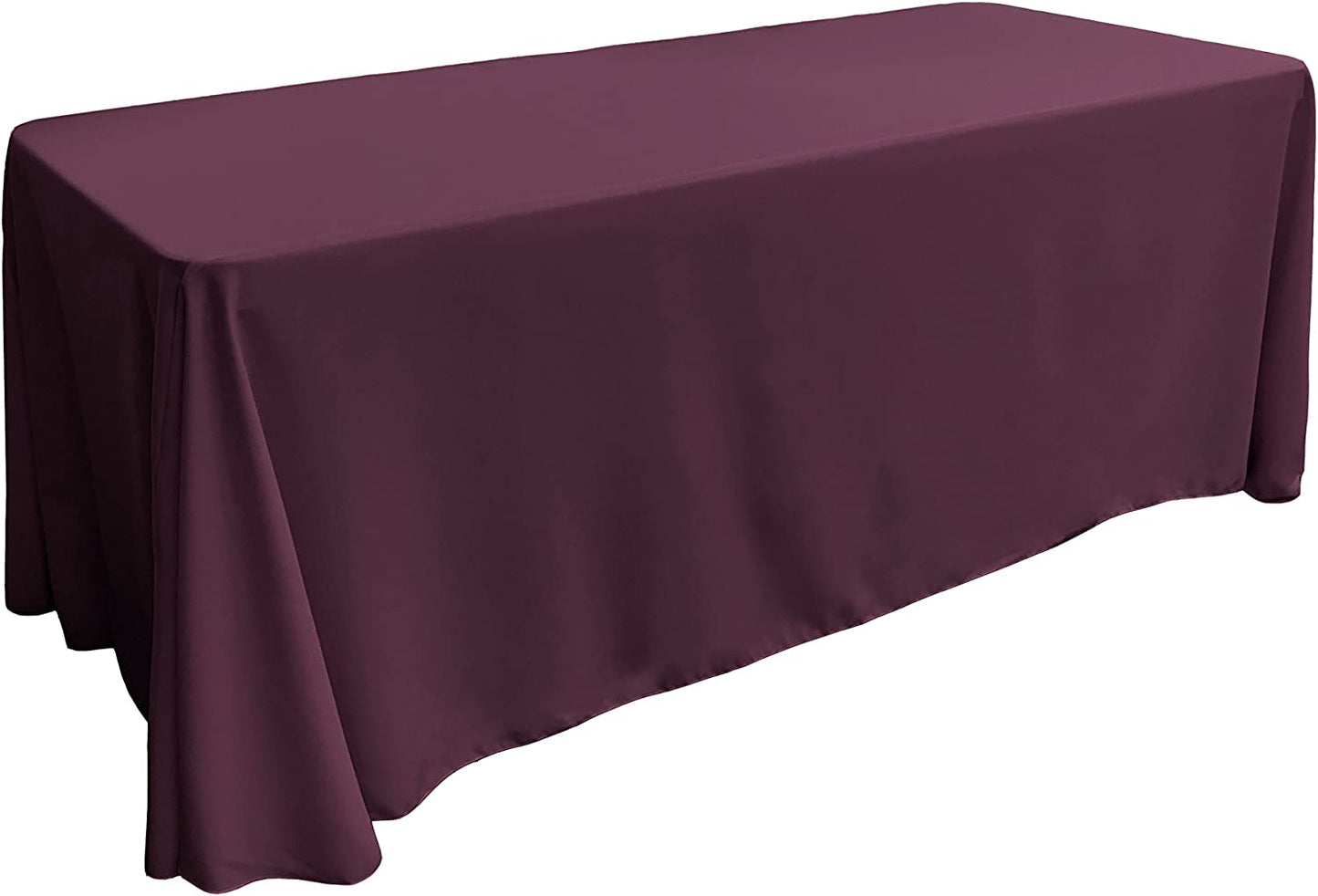 90" - EGGPLANT - Rectangular Polyester Poplin Washable Tablecloth, Stain and Wrinkle Resistant Table Cover Fabric Table Cloth for Dinning, Kitchen, Party