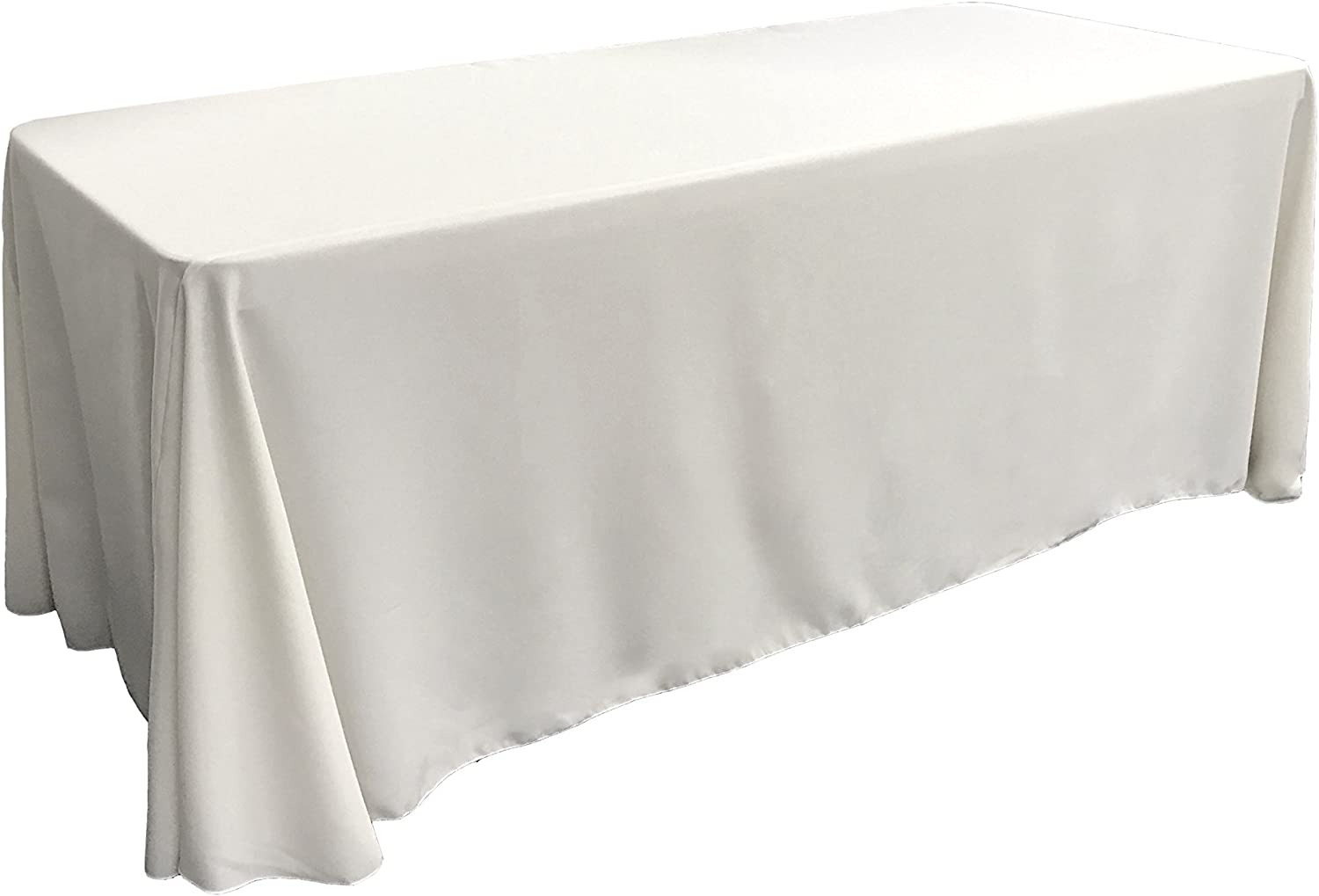 90" - WHITE - Rectangular Polyester Poplin Washable Tablecloth, Stain and Wrinkle Resistant Table Cover Fabric Table Cloth for Dinning, Kitchen, Party