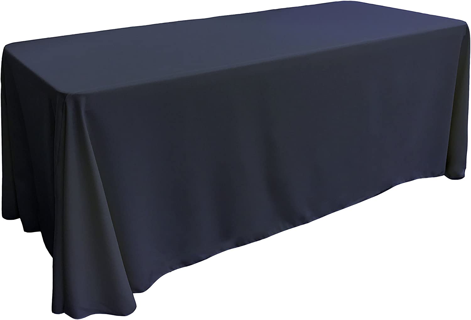 90" - NAVY - Rectangular Polyester Poplin Washable Tablecloth, Stain and Wrinkle Resistant Table Cover Fabric Table Cloth for Dinning, Kitchen, Party