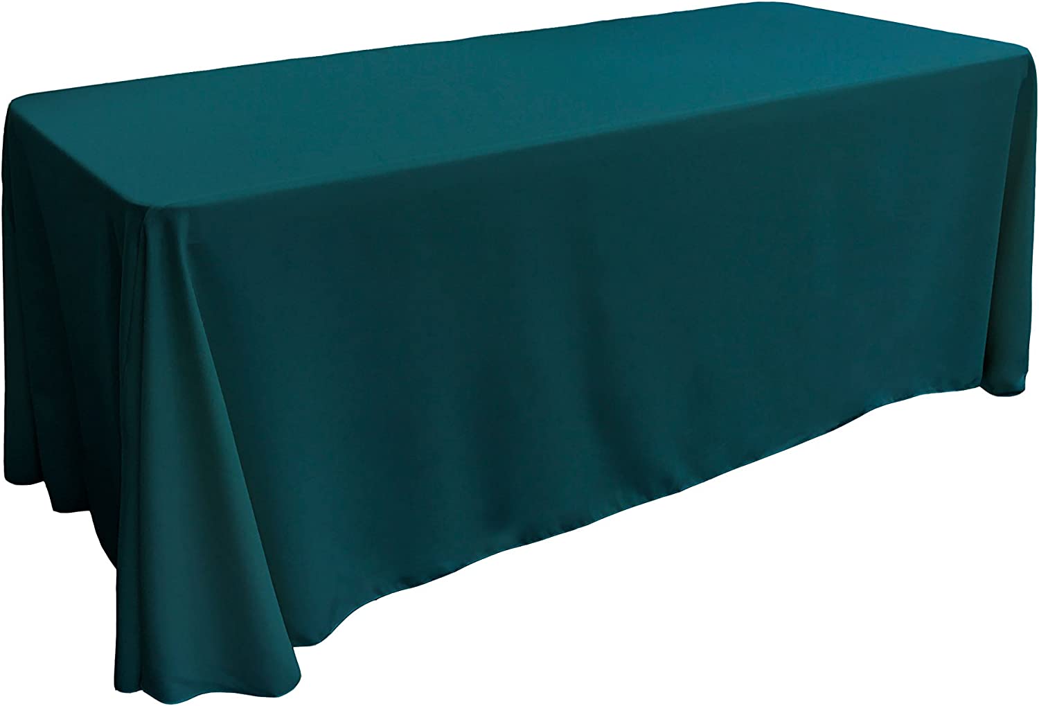 90" - DK TEAL - Rectangular Polyester Poplin Washable Tablecloth, Stain and Wrinkle Resistant Table Cover Fabric Table Cloth for Dinning, Kitchen, Party