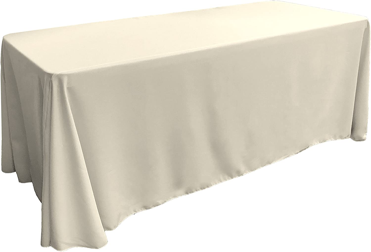 90" - IVORY - Rectangular Polyester Poplin Washable Tablecloth, Stain and Wrinkle Resistant Table Cover Fabric Table Cloth for Dinning, Kitchen, Party