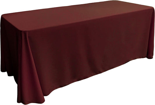 90" - BURGUNDY - Rectangular Polyester Poplin Washable Tablecloth, Stain and Wrinkle Resistant Table Cover Fabric Table Cloth for Dinning, Kitchen, Party