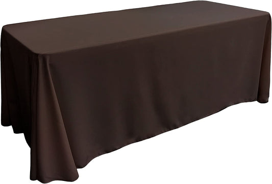 90" - BROWN - Rectangular Polyester Poplin Washable Tablecloth, Stain and Wrinkle Resistant Table Cover Fabric Table Cloth for Dinning, Kitchen, Party