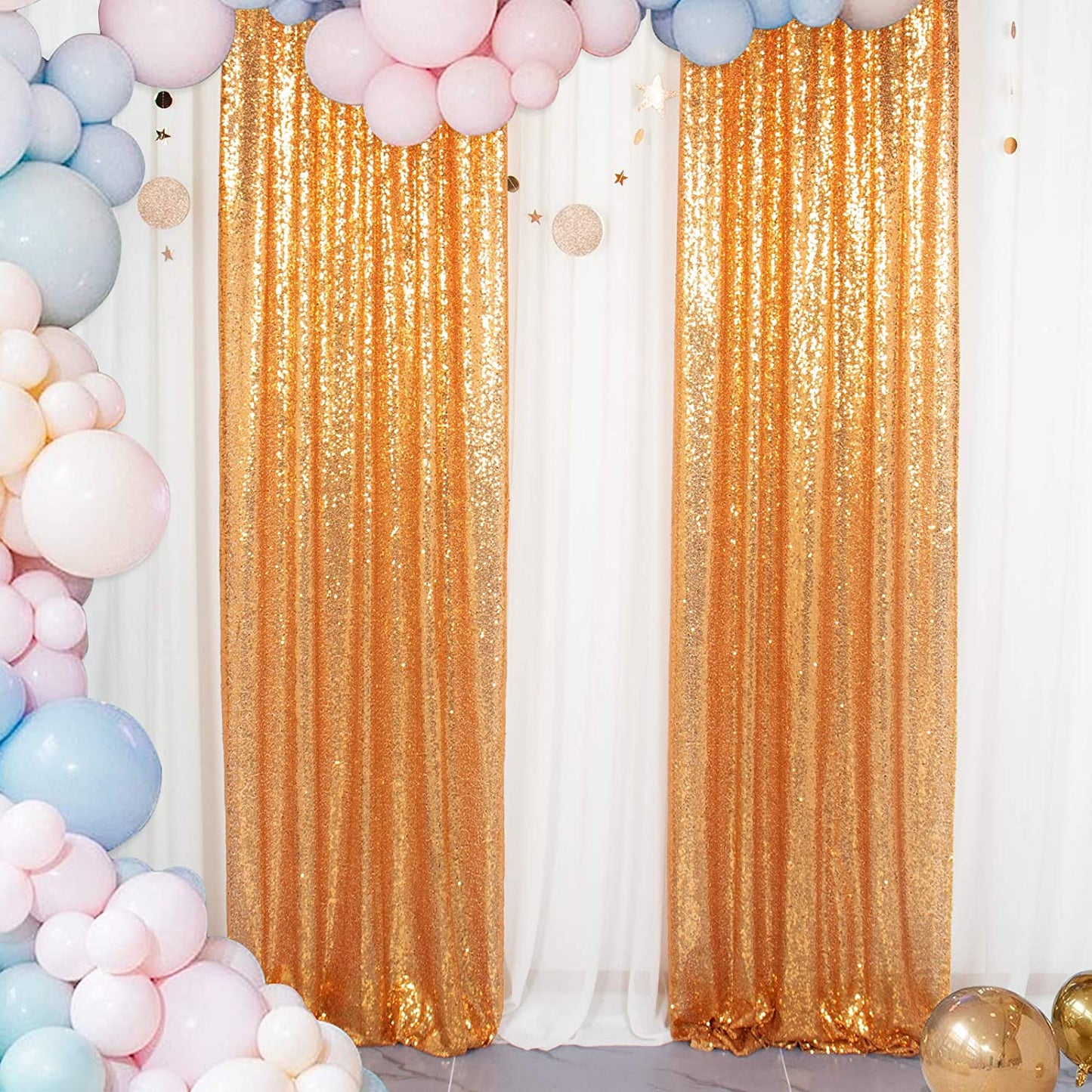 GOLD - Sequin Curtains 2 Panels - Baby Shower Backdrop Glitter Backdrop Sequin Backdrop for Wedding