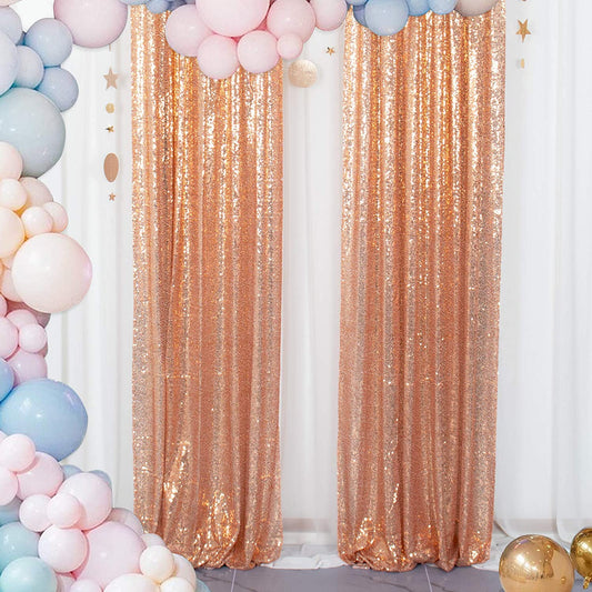 ROSE GOLD - Sequin Curtains 2 Panels - Baby Shower Backdrop Glitter Backdrop Sequin Backdrop for Wedding