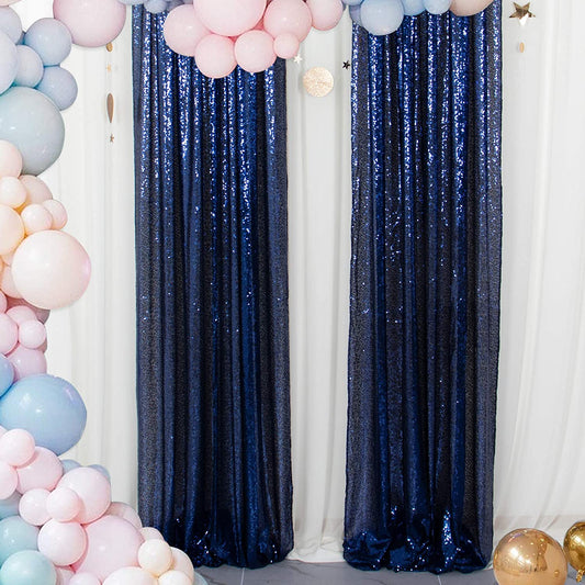 NAVY - Sequin Curtains 2 Panels - Baby Shower Backdrop Glitter Backdrop Sequin Backdrop for Wedding