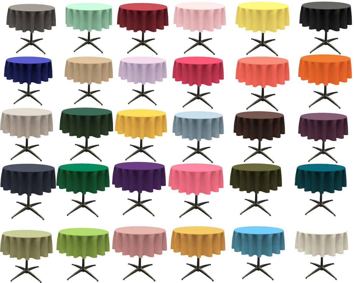 30" - Round Polyester Poplin Washable Tablecloth, Stain and Wrinkle Resistant Table Cover, Fabric Table Cloth for Dinning, Kitchen, Party