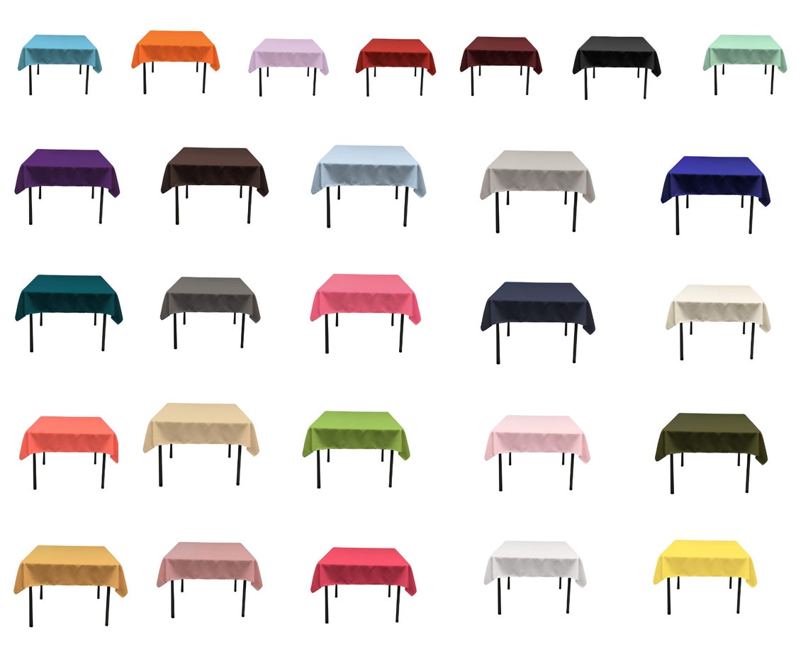 30" x 30" - Square Polyester Poplin Washable Tablecloth, Stain and Wrinkle Resistant Table Cover Fabric Table Cloth for Dinning, Kitchen, Party, Holiday