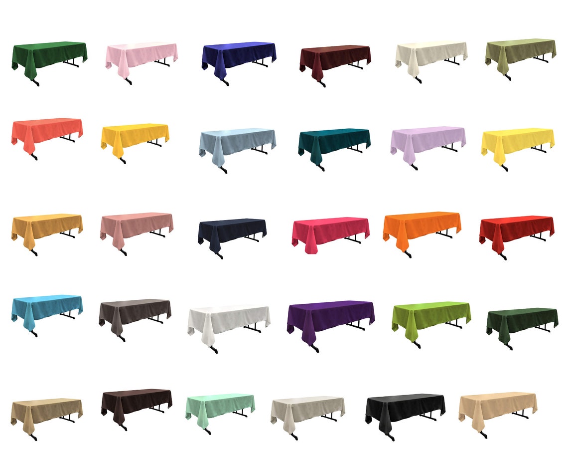 60" x 72" - Rectangular Polyester Poplin Washable Tablecloth, Stain and Wrinkle Resistant Table Cover Fabric Table Cloth for Dinning, Kitchen, Party,