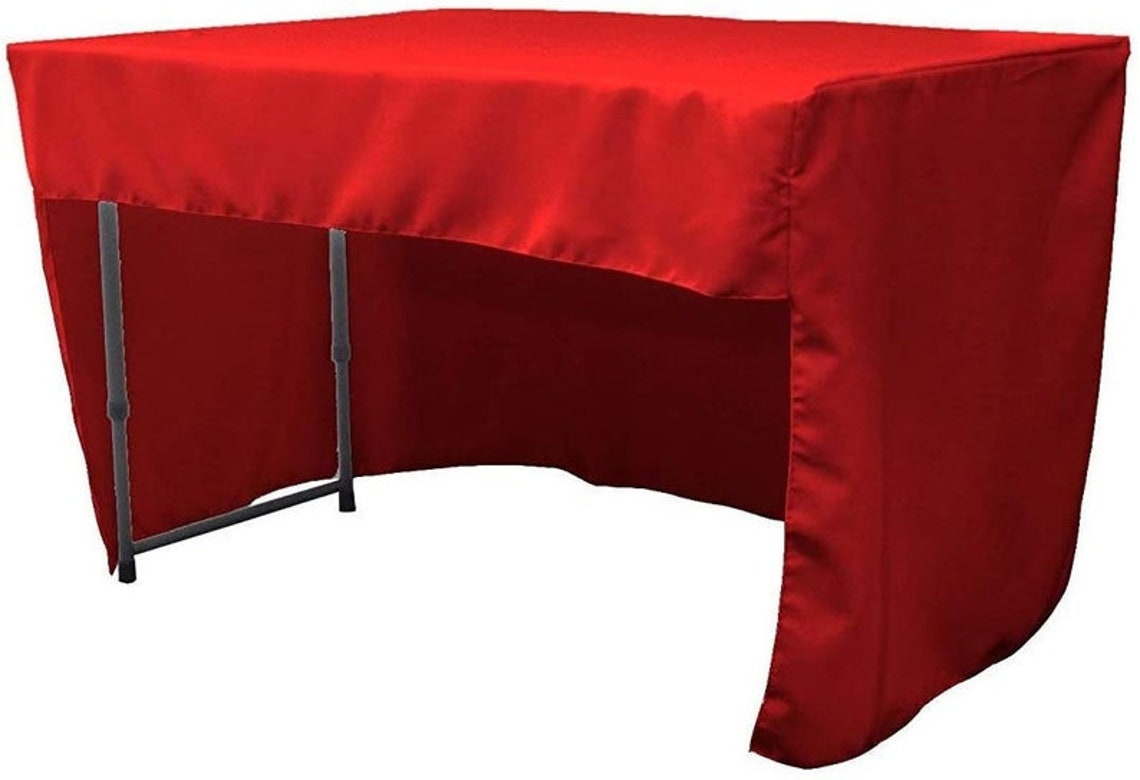 Fitted Tablecloth with Open Back Design- Poplin Fitted Table 72" Long x 30" Wide x 30" High Stain and Wrinkle Resistant Table Cover Fabric
