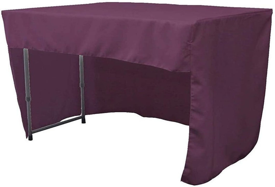Fitted Tablecloth with Open Back Design- Poplin Fitted Table 72" Long x 30" Wide x 30" High Stain and Wrinkle Resistant Table Cover Fabric