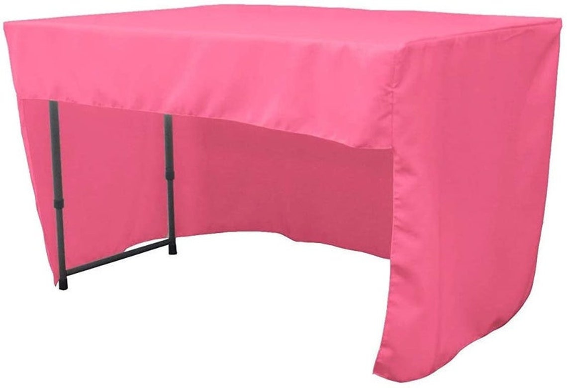 Fitted Tablecloth with Open Back Design- Poplin Fitted Table 72" Long x 30" Wide x 30" High Stain and Wrinkle Resistant Table Cover Fabric
